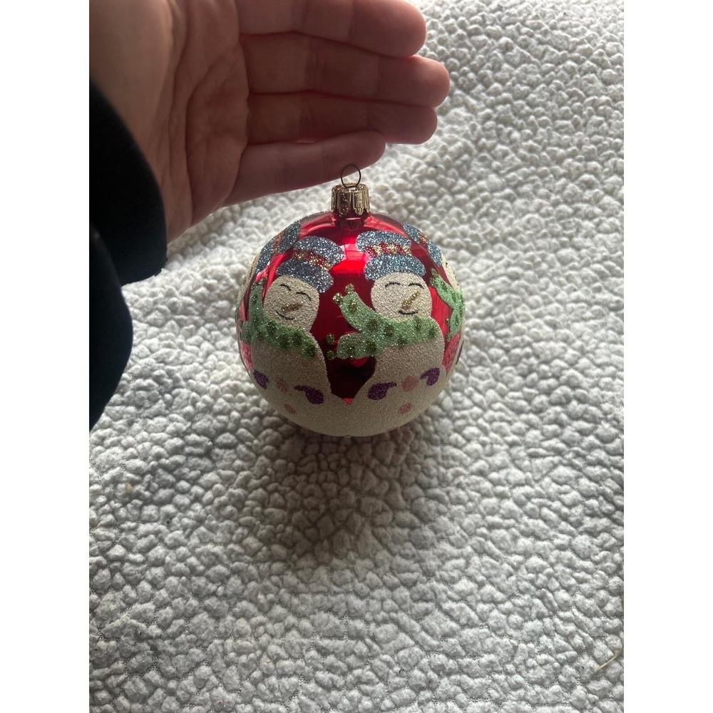 Vintage glass snow man Christmas Ornament
